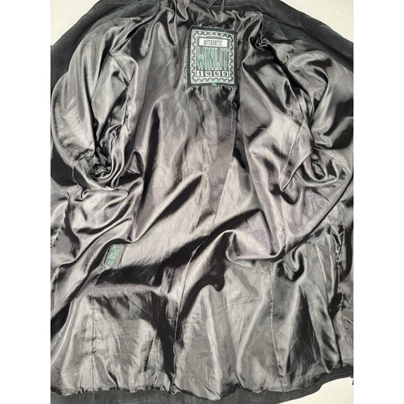 Vintage Winlit Size M Suede Fringe Jacket Black Western - Picture 12 of 13